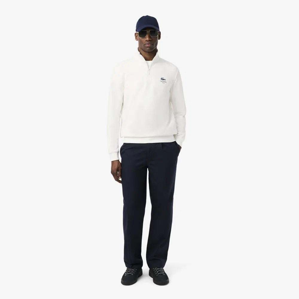 Мужской повседневный свитшот на молнии Soft Branding Half-Zip, цвет Off-White, от Lacoste — фото 4