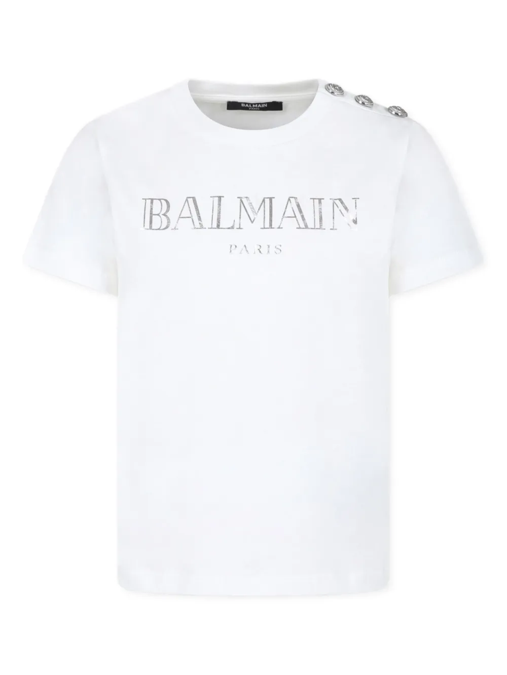 

Футболка из органического хлопка с логотипом Balmain Kids, белый