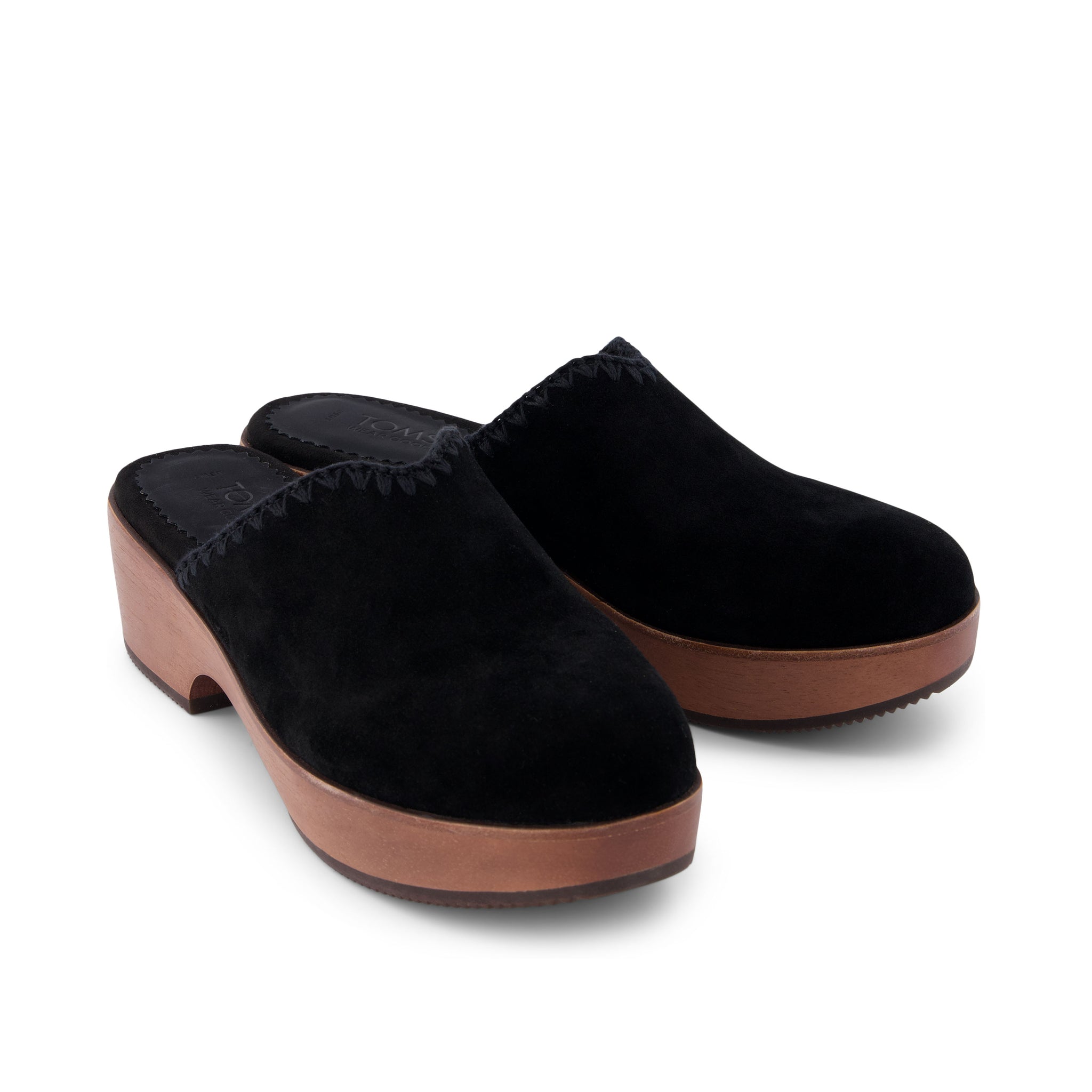 Addison черные замшевые сабо на каблуке с декоративной строчкой TOMS Shoes — фото 3