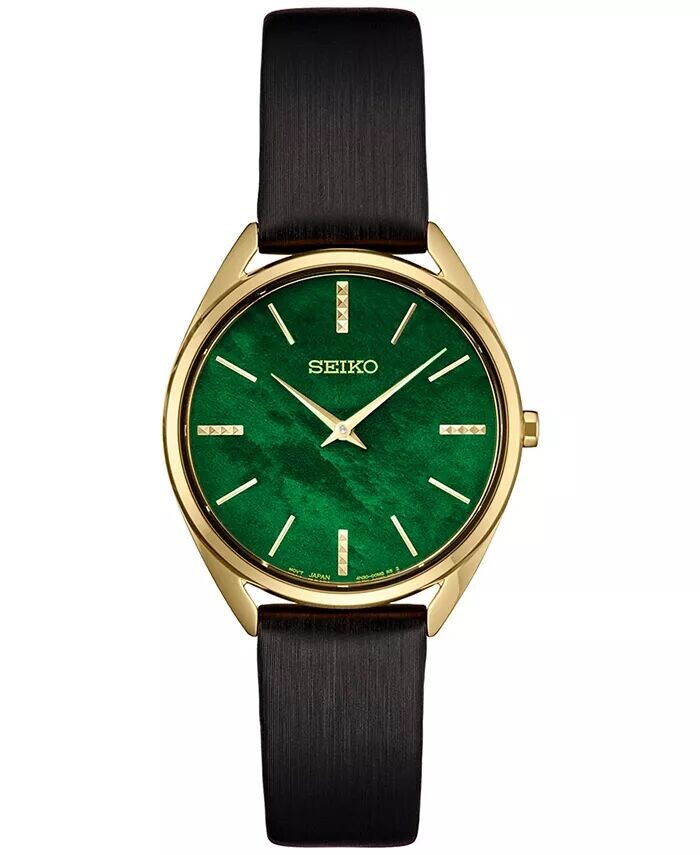

Женские часы Essentials с черным кожаным ремешком, 32 мм Seiko