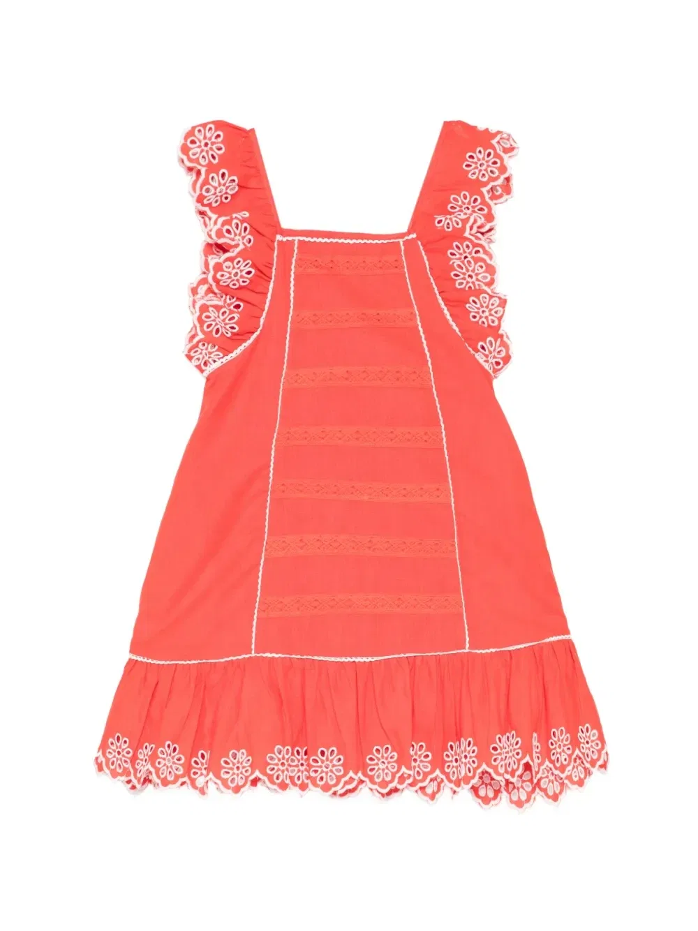 Платье с английской вышивкой Stella McCartney Kids, оранжевый
