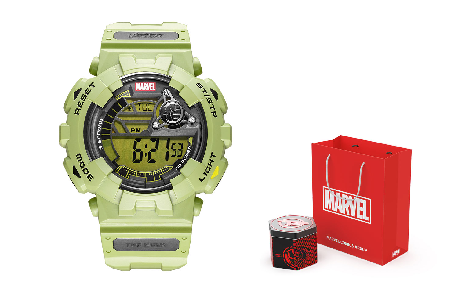 

MARVEL Часы Energy Collection Electronic Movement Rubber Strap Watch Men's Watch Black Dial M-5017BLL
