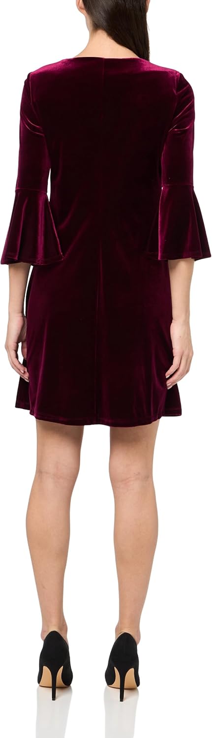 Женское платье-трапеция Tommy Hilfiger с длинными рукавами и круглым вырезом, Majestic Wine — фото 2