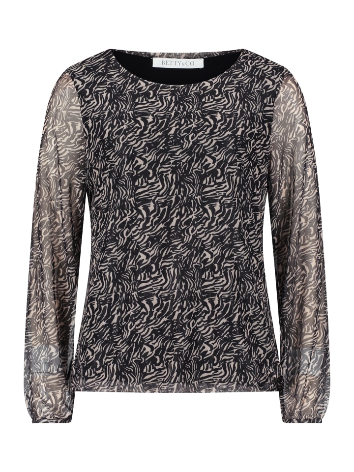 

Блузка-рубашка с рюшами черного и натурального цветов BETTY & CO