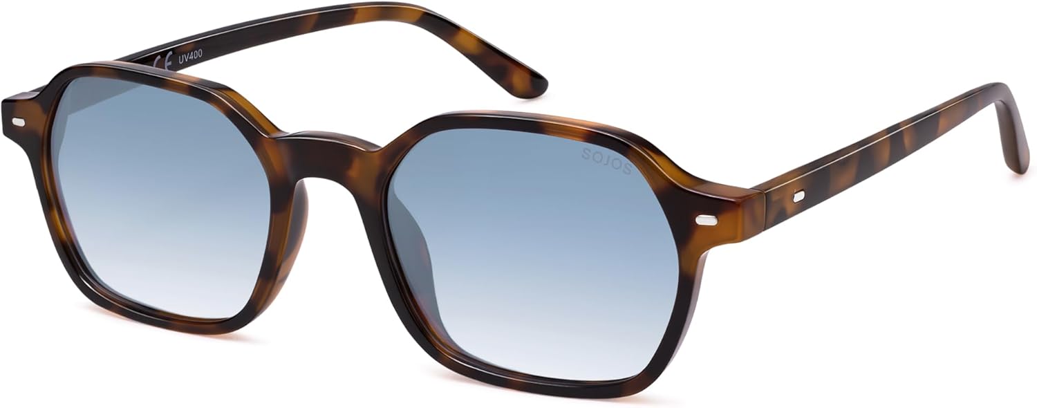 

Солнцезащитные очки SOJOS Retro Square Polarized Sunglasses для женщин и мужчин, модные, в стиле 70-х, тонкие и изящные, модель SJ2674, Tortoise Frame Blue Grading Lens