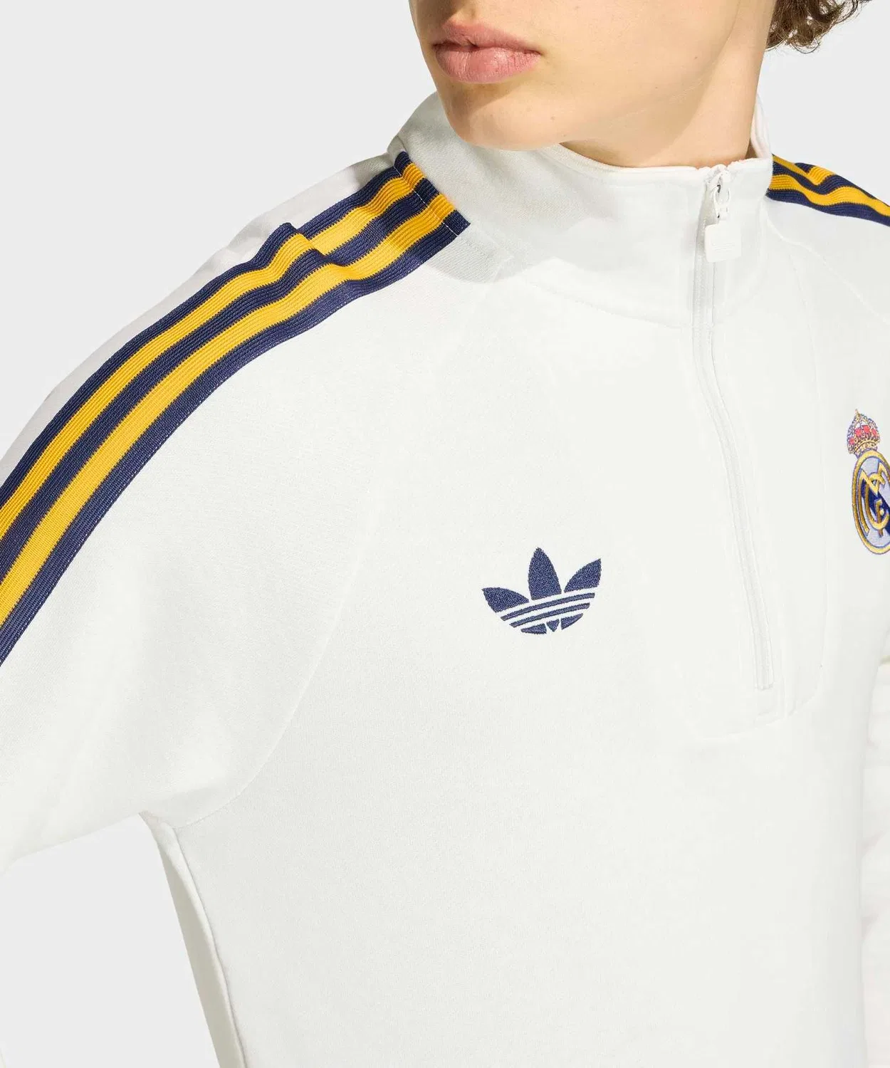 Футбольная кофта полузастежка Real Madrid Originals adidas белая — фото 4