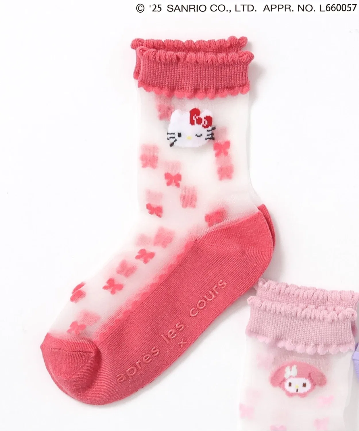 Носки прозрачные с лентой Sanrio Characters apres les cours, красный