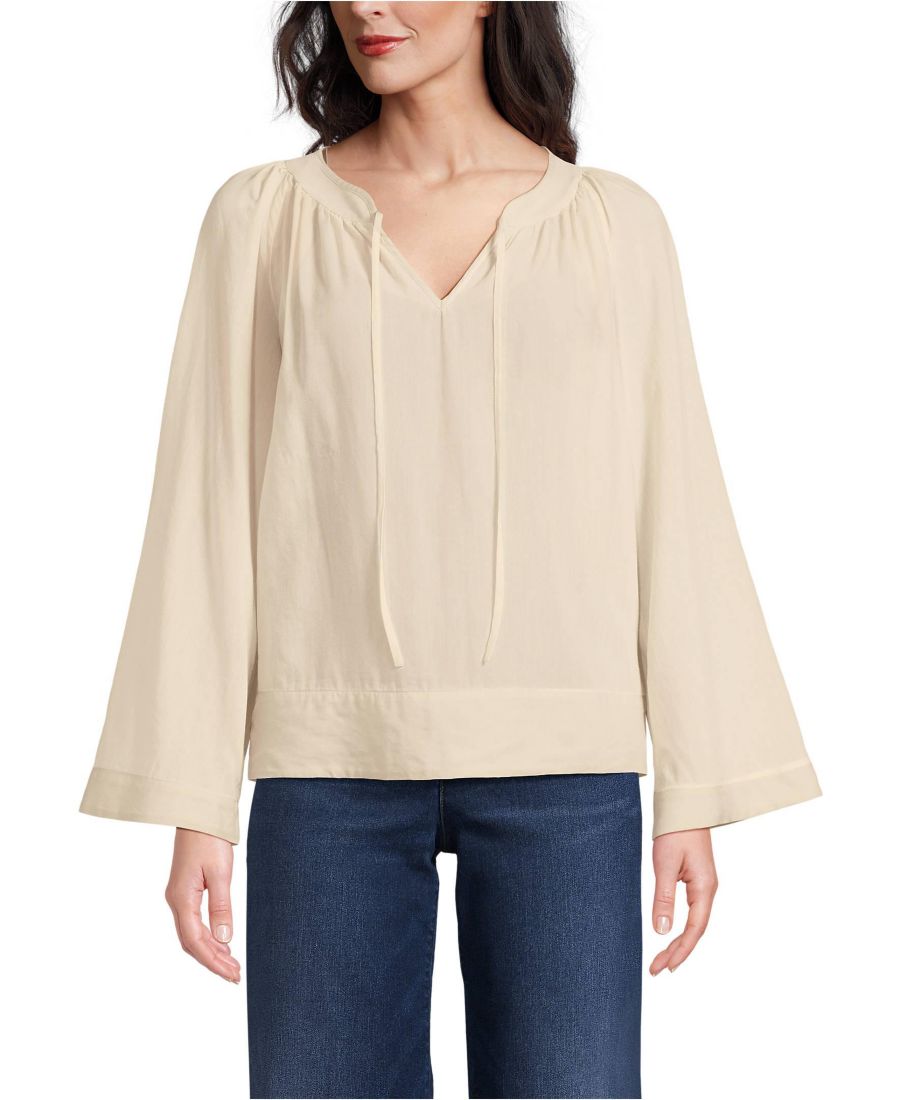 

Женская блузка Поэт из вуали с завязками на шее Lands' End, Dried bamboo