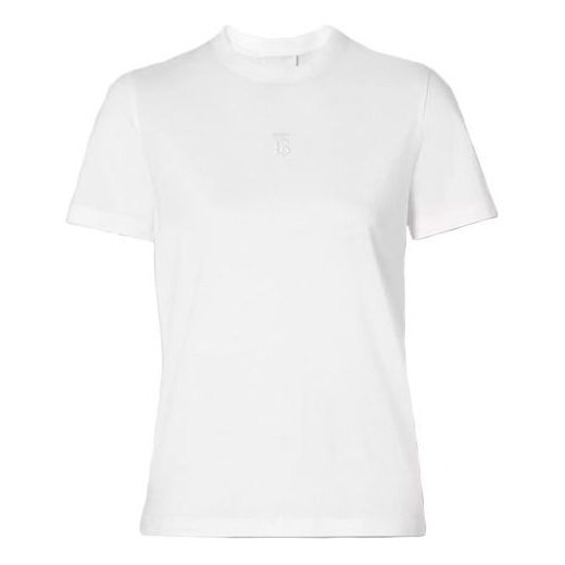

Футболка monogram motif embroidered logo cotton short sleeve white Burberry, белый