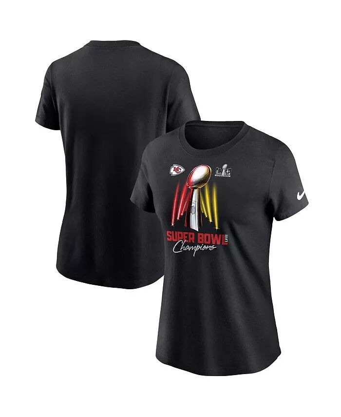 

Женская черная футболка Kansas City Chiefs Super Bowl LVIII Champions Lombardi Trophy Nike