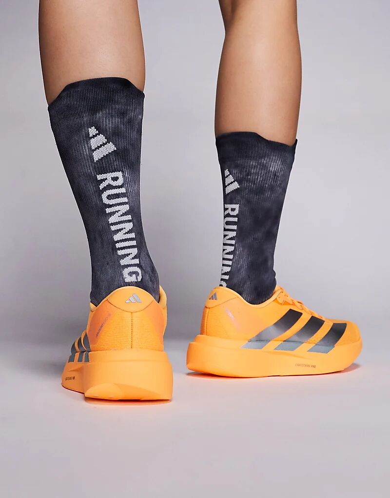 Кроссовки Adidas Running Adizero EVO SL в оранжевом и серебристом цветах — фото 4
