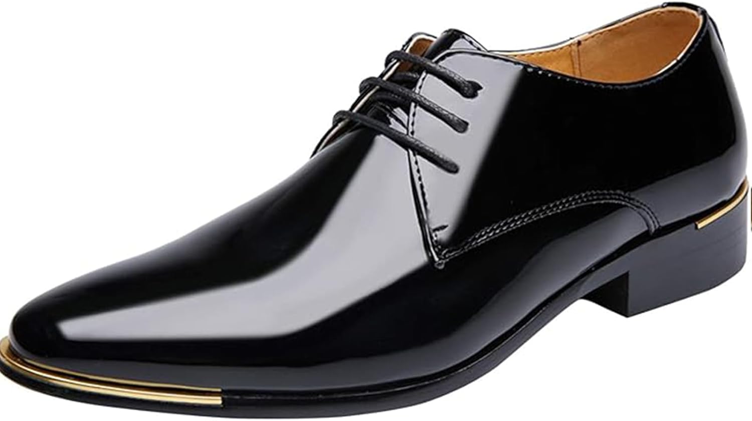 

Мужские классические туфли с заостренным носком из лакированной кожи - оксфорды на шнуровке для делового стиля Xinduoyu, черный