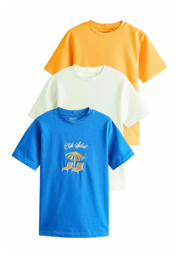 Комплект из 3 футболок стандартного кроя из плотной ткани. Next, Blue Orange White Graphic — фото 4