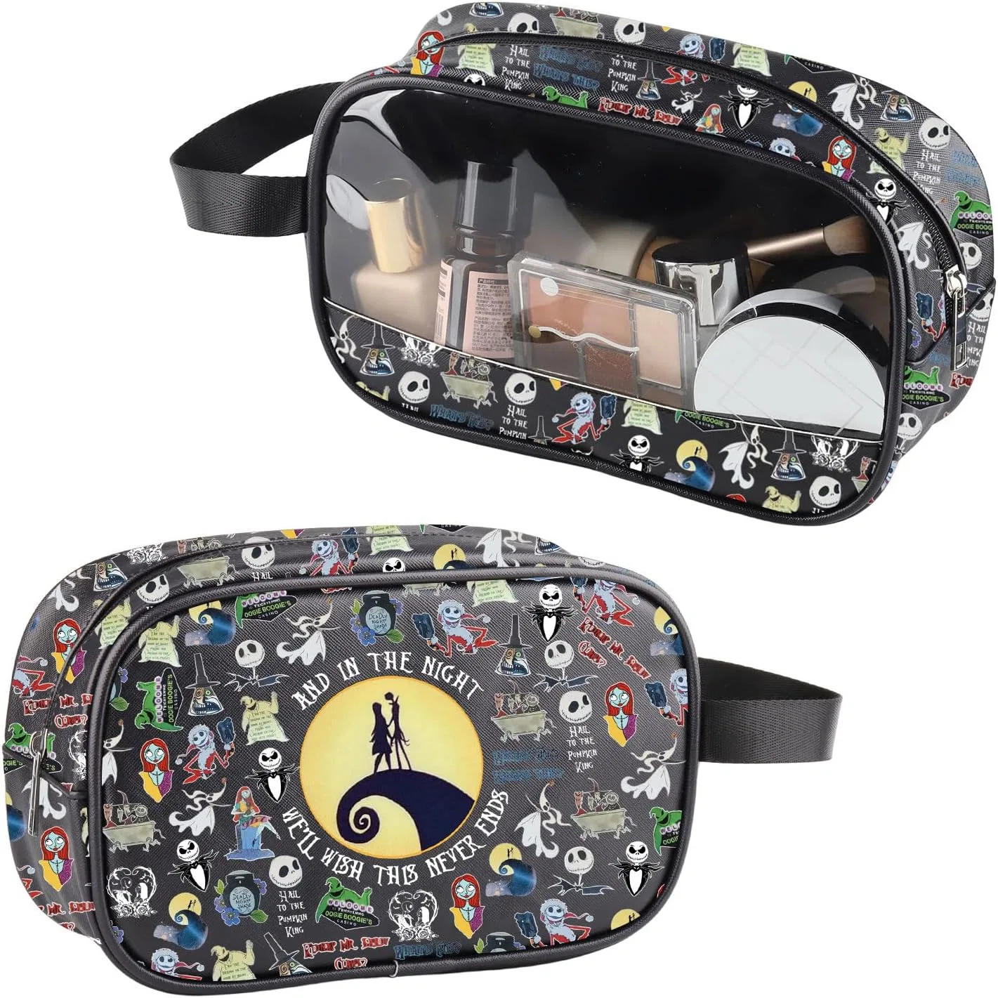 Прозрачная косметичка Jack Sally из искусственной кожи для Хэллоуина Bauna, Never End Pu