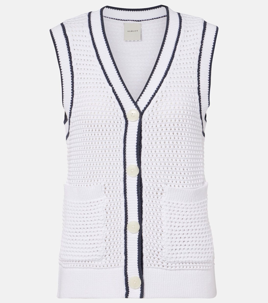 

Топ Leilani из хлопковой смеси с ажурной вязкой Varley, White/Blue Nights