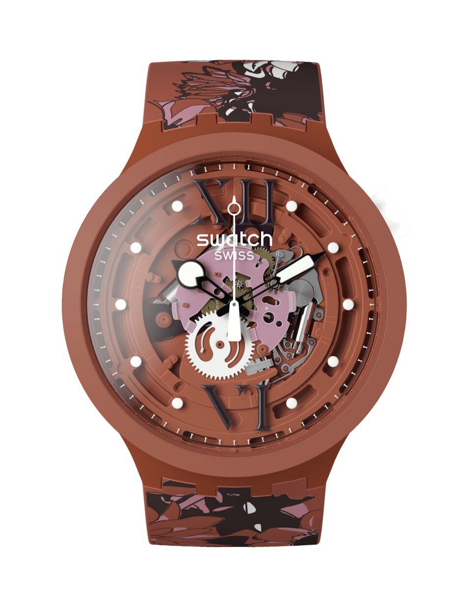 

Хлопковые часы Camoflower с красным силиконовым ремешком Swatch, красный