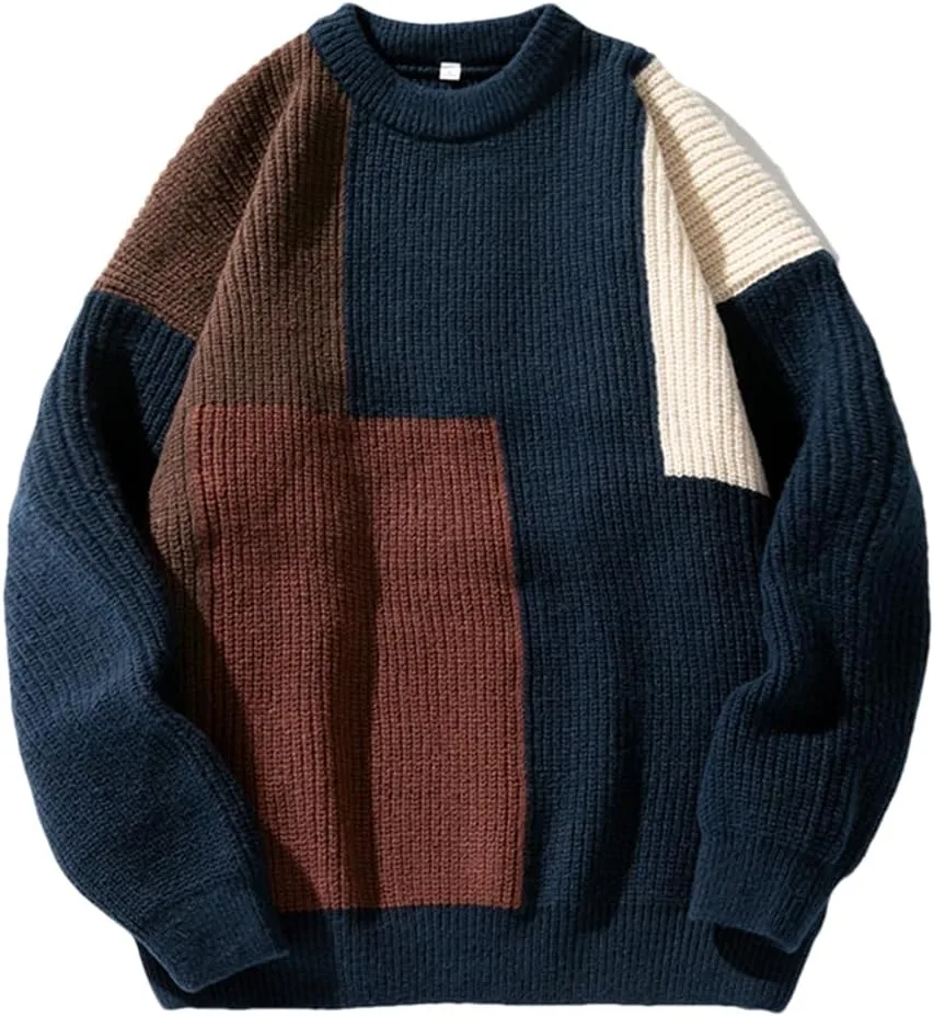 

Мужской свитер с цветными блоками и вставками HEYDHSDC