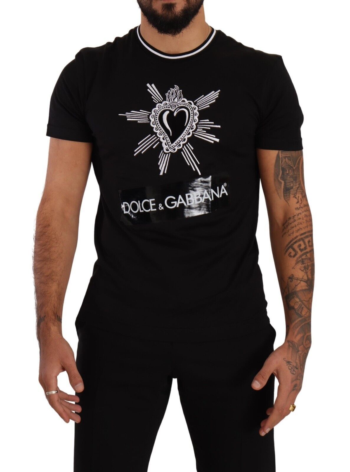 

Элегантная хлопковая футболка Sacred Heart Dolce & Gabbana, черный