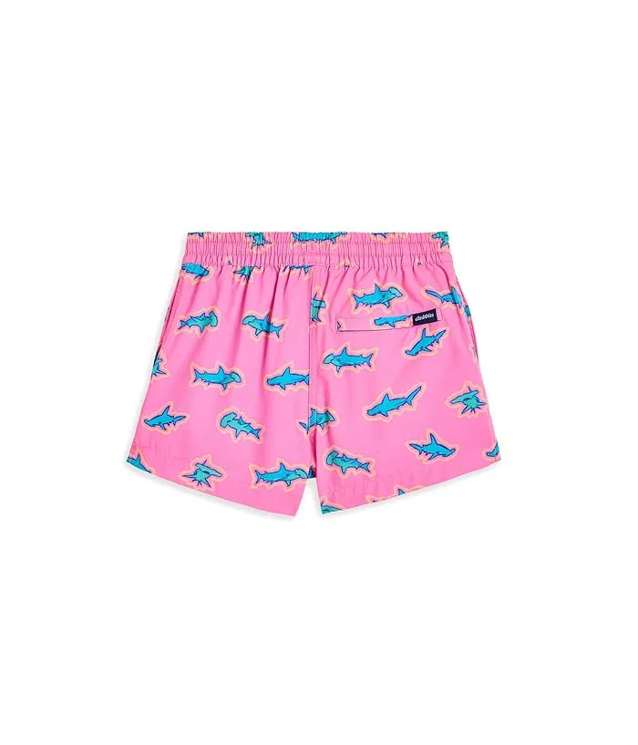 Плавки с принтом акул The Pink Apex Swimmers Chubbies Kids, Bright Pink/Pattern Base — фото 2