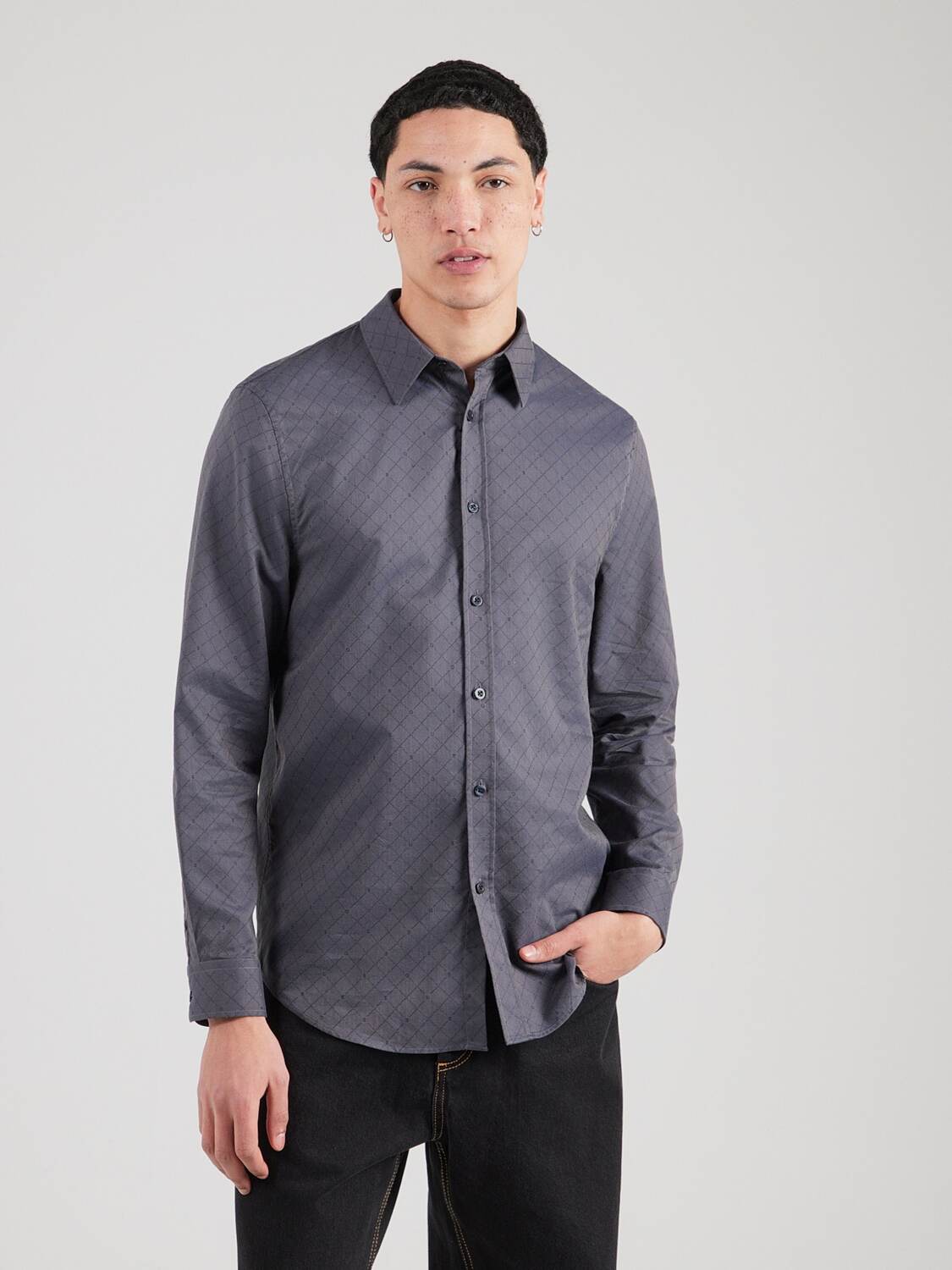 

GUESS Рубашка на пуговицах Regular fit в темно-сером цвете