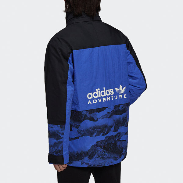 Пуховик adidas originals Colorblock Printing Sports hooded down Jacket Blue, мультиколор — фото 3