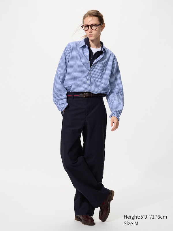 Рубашка regular fit из поплина (клетка) Uniqlo, 64 blue — фото 3