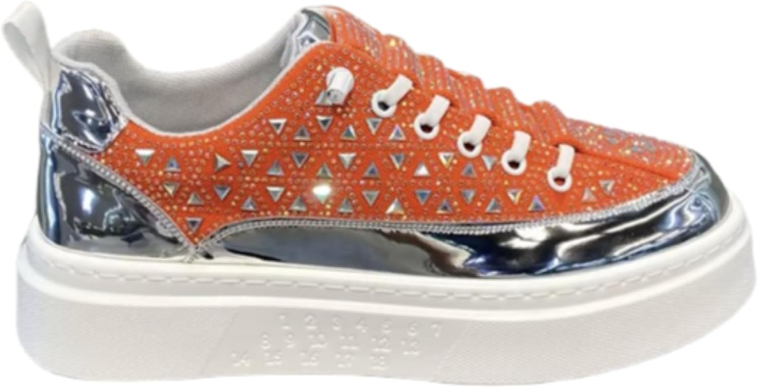 

Мужские кроссовки с толстой подошвой и стразами, удобные, легкие, дышащие, мягкие, с противоскользящей подошвой, повседневные спортивные тапочки на липучке Zqw, оранжевый