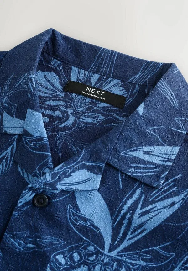 Рубашка стандартного кроя с коротким рукавом и отложным воротником Next, Navy Pinapple Print — фото 2
