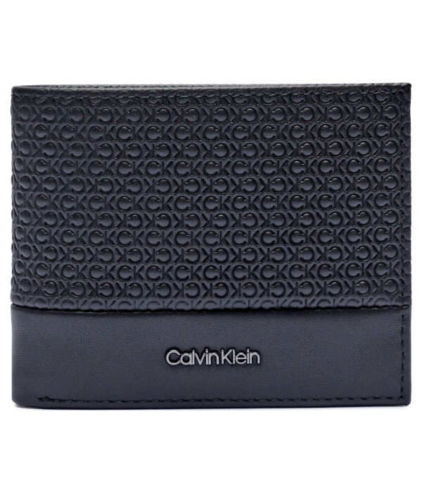 

Кошелек мужской Calvin Klein кожаный с тиснением из монограмм, черный