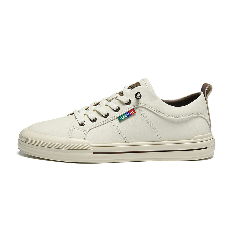 

Кроссовки Low-Top Skateboard Shoes Men's CARTELO, White Brown-Cut-Out