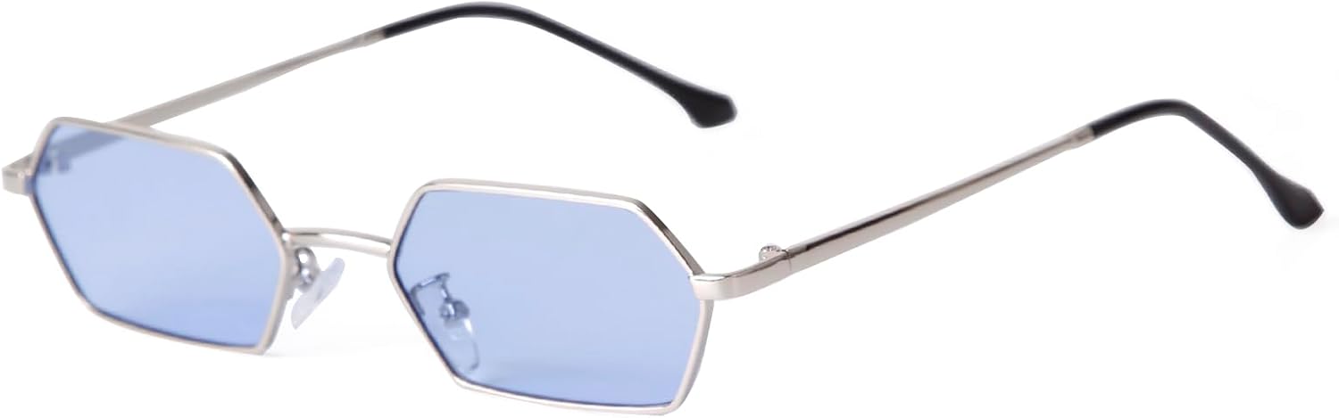 

Солнцезащитные очки JUDOO маленькие, узкие, прямоугольной формы, для женщин и мужчин, в стиле ретро Y2K 90-х, шестиугольная оправа, тонкие солнцезащитные очки, Gold/Blue