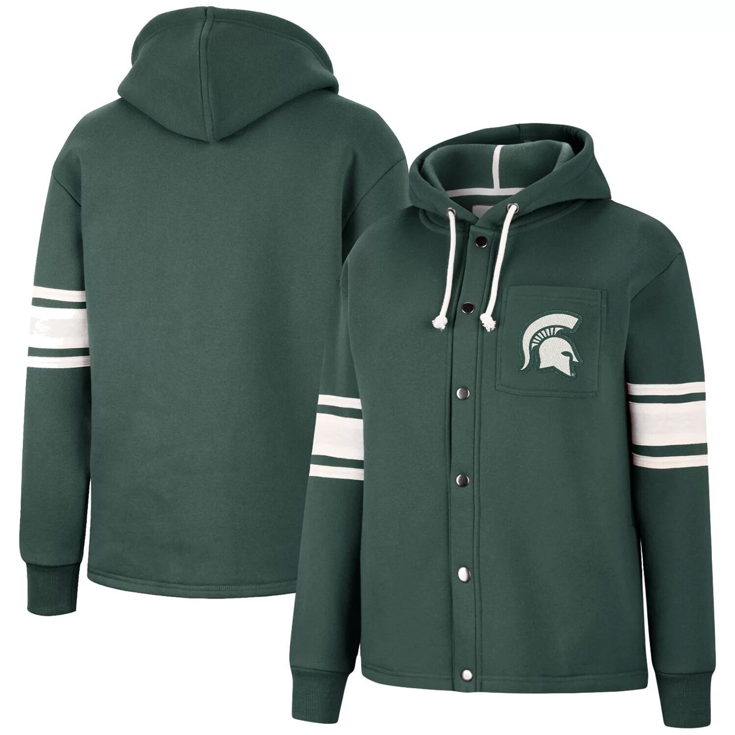 

Женская зеленая куртка с капюшоном Colosseum Michigan State Spartans Mia в полоску и застежкой на пуговицы Colosseum, Зеленый, Женская зеленая куртка с капюшоном Colosseum Michigan State Spartans Mia в полоску и застежкой на пуговицы Colosseum