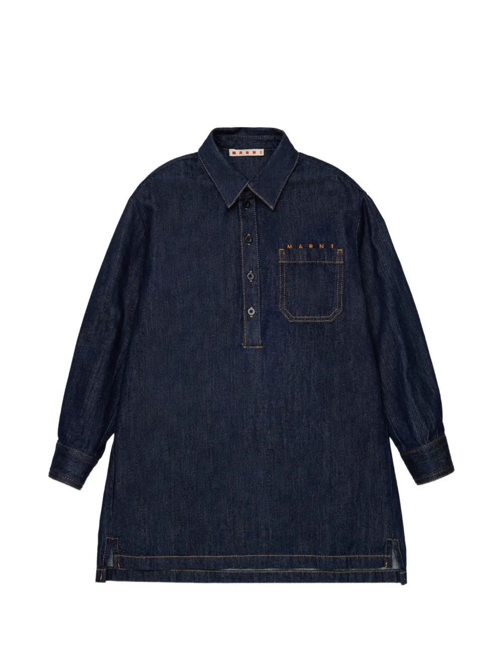 

Платье с нагрудным карманом Marni Kids, синий