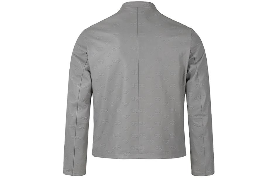 EMPORIO ARMANI Кожаная куртка SS24 мужская светло-серая — фото 4