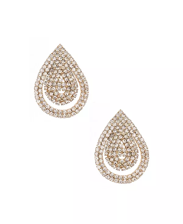 

Блестящие серьги-гвоздики в форме капли с покрытием из 18-каратного золота Ettika, gold