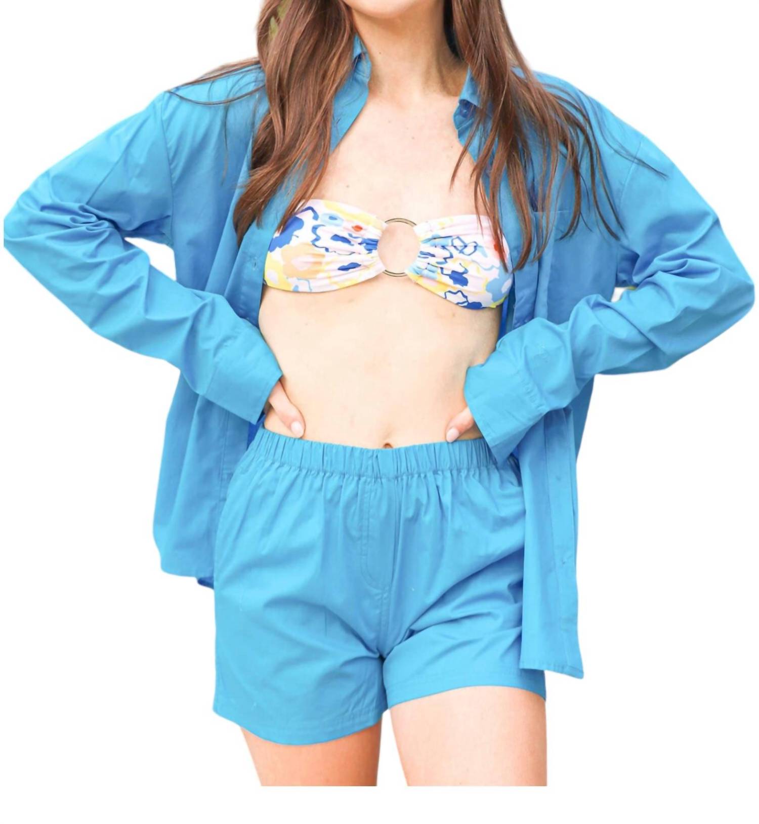 

Рубашка свободного покроя на пуговицах цвета Ocean Blue Bailey Rose