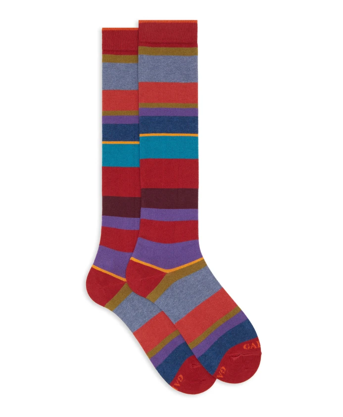 

Длинные полосатые носки из хлопка и кашемира Gallo, мультиколор