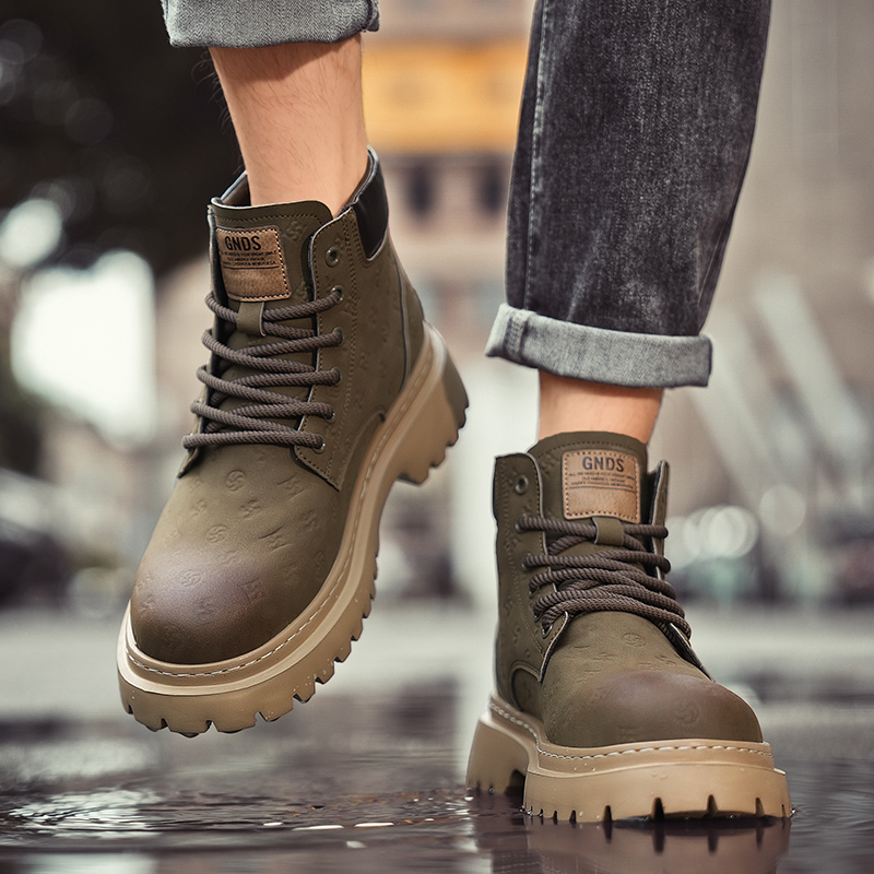Dunnu Мужские ботинки Martin черные с хаки на подкладке, цвет Khaki Padded — фото 4