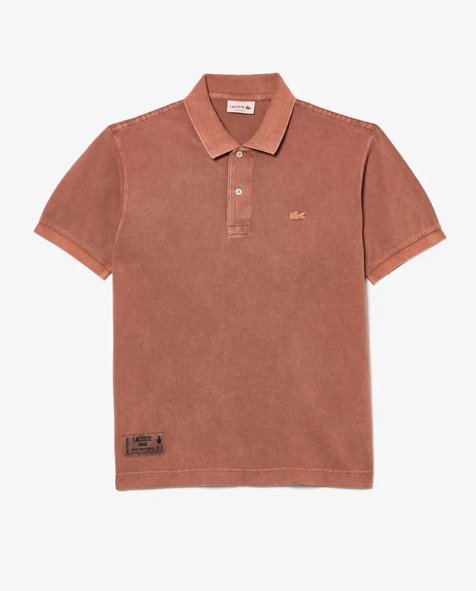 

Классическая мужская поло с эффектом поношенности и коротким рукавом Lacoste, светло-коричневый