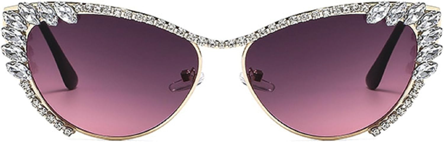 

Популярные модные солнцезащитные очки «кошачий глаз» с кристаллами и стразами, женские очки с бриллиантами, стильные сверкающие очки для вечеринок и рейв-вечеринок mincl, Purple