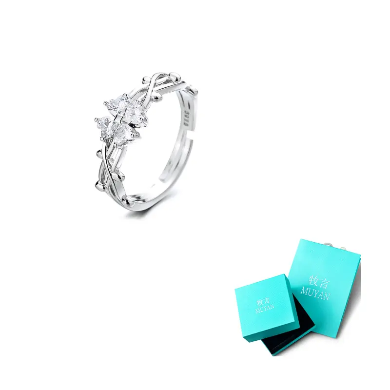 

Женское кольцо с изображением ростка четырехлистного клевера Muyan, clover bud ring (s999 серебро)