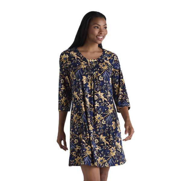 

Женский короткий халат из микро-велюра Miss Elaine Essentials, цвет navy gold floral
