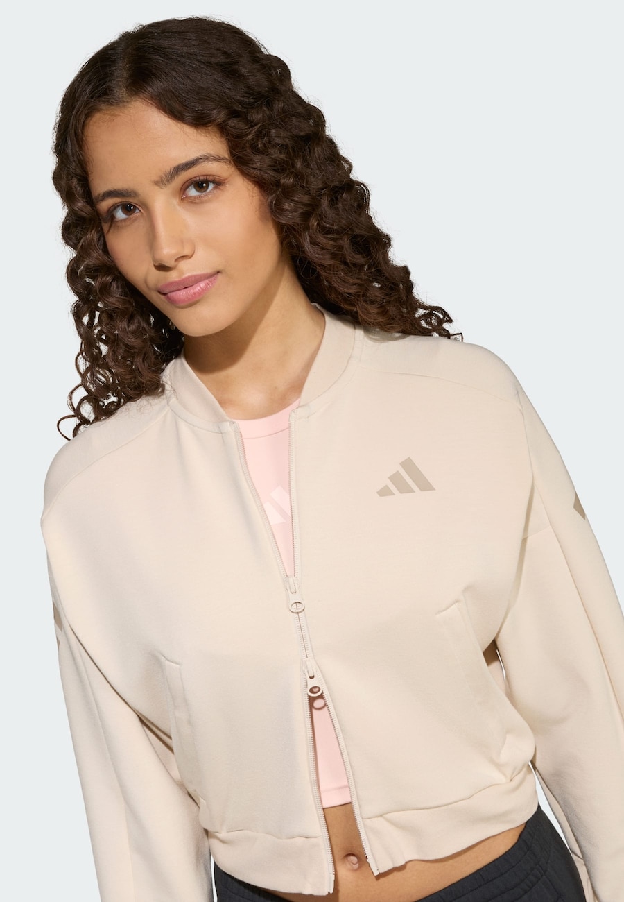 Спортивная толстовка с капюшоном на молнии ADIDAS SPORTSWEAR Future Icons, бежевый/темно-бежевый — фото 4