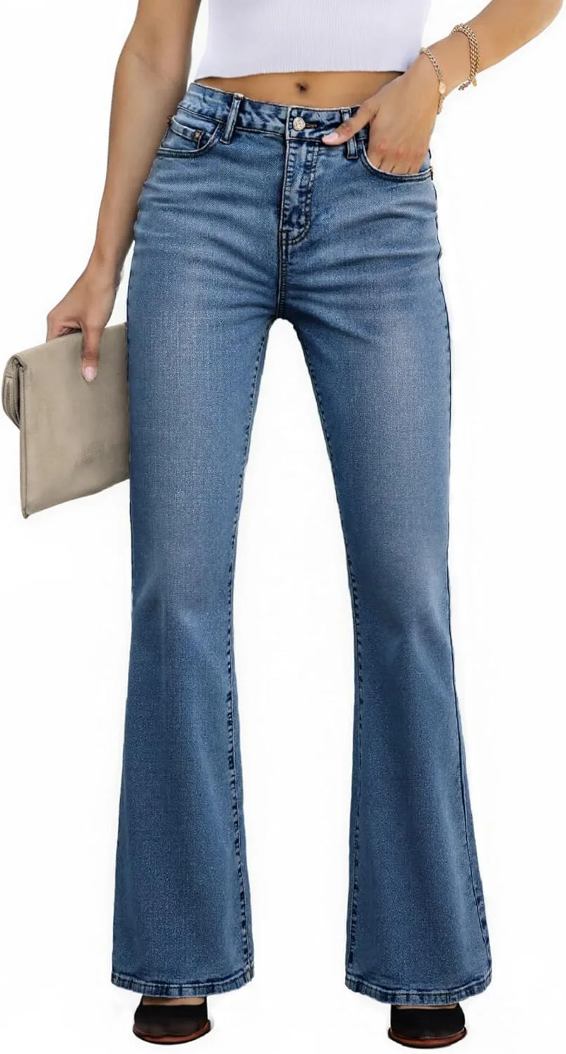 

EMMIOL Flare Jeans для женщин, Mid-High Waist, Bootcut, Stretchy Denim
