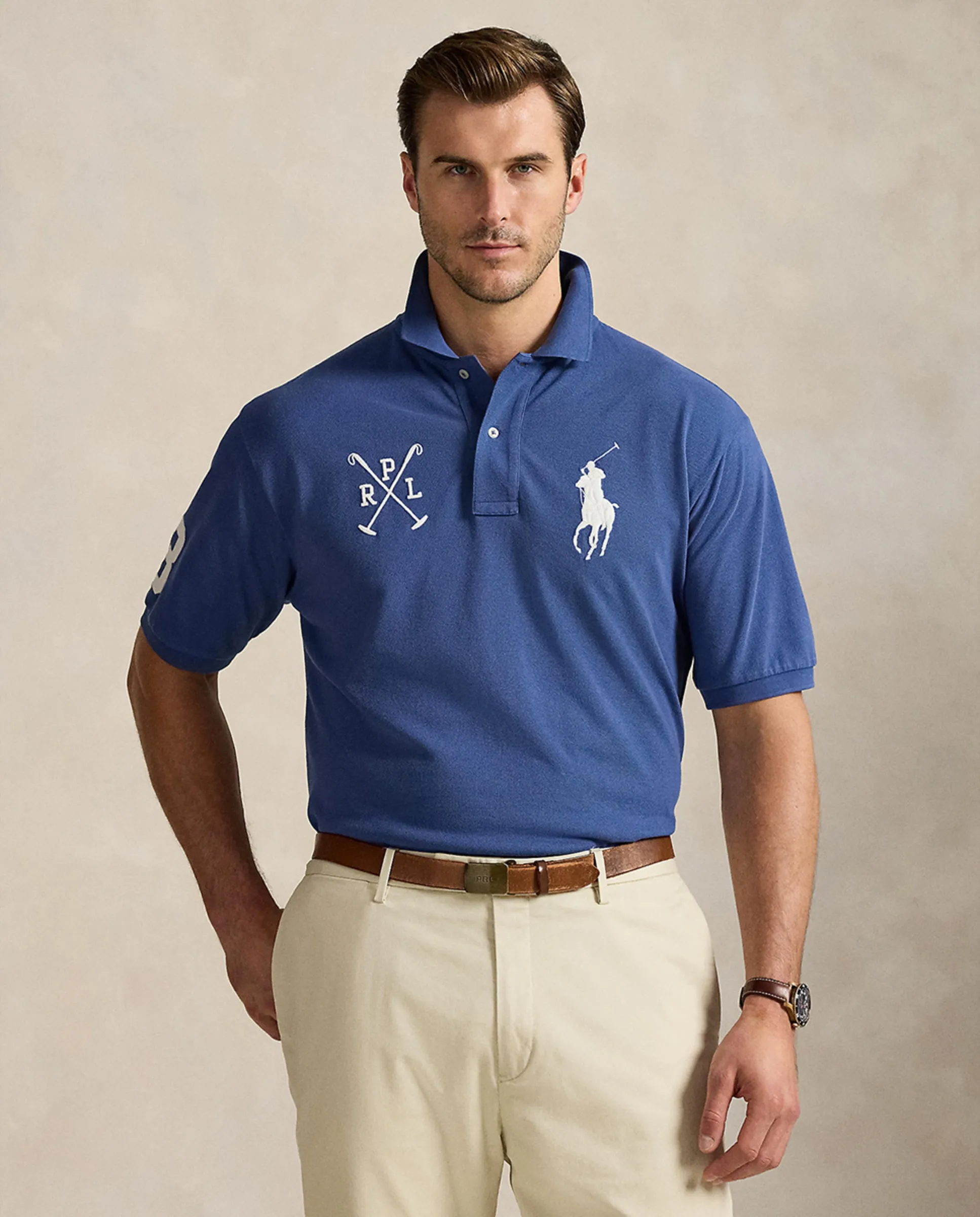 

Мужская поло Custom Slim Fit с большим пони Polo Ralph Lauren, синий