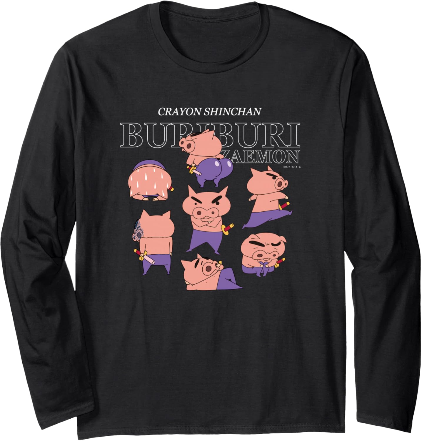 

Футболка с длинными рукавами Crayon Shin-chan Various Buriburizaemon, черная (black 19-3911tcx), размер S