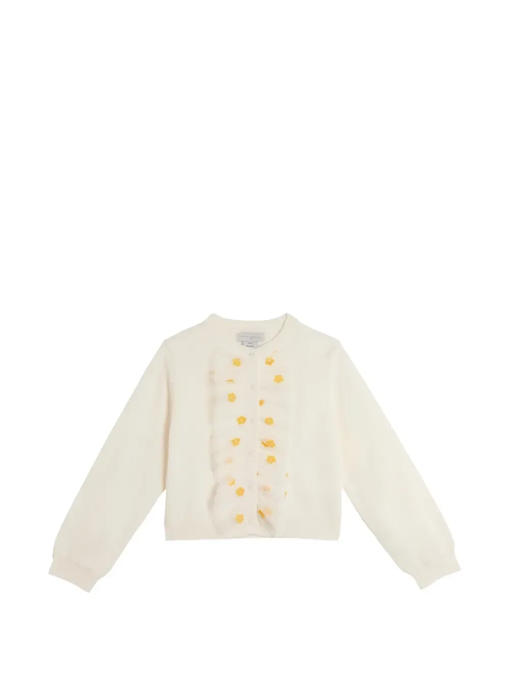 Кардиган с оборками и цветочным принтом Stella McCartney Kids, бежевый