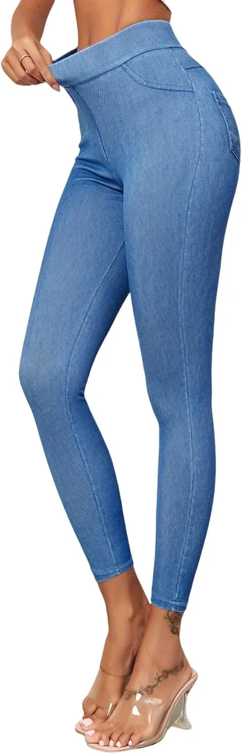 

Женские джинсовые леггинсы Stretchy High Waist Skinny JJ-GOGO