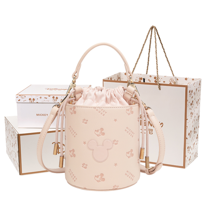 

Disney Микки серия ПУ ведро сумка через плечо кроссбоди женская многоцветная, Strawberry Pink[Mickey Mouse Exclusive Shopping Bag+Box]