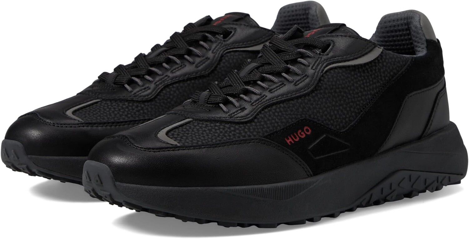 

Кроссовки HUGO Kane Mix Material Run Sneaker, цвет Shiny Black